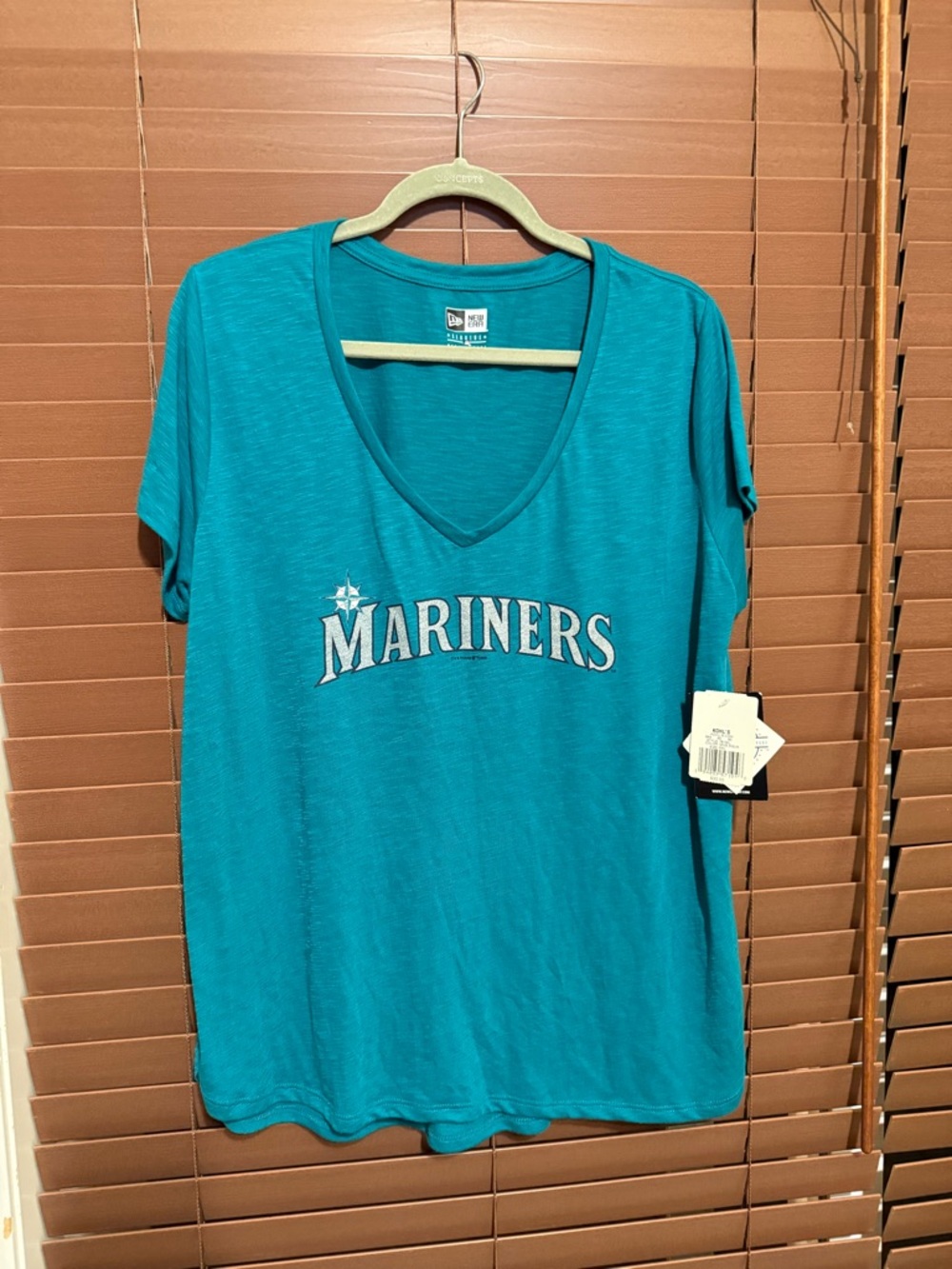 New Era Teal Mariners Short Sleeve V-Neck Tee